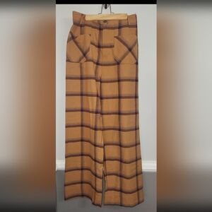 Polagram Brown Plaid Wide-Leg Trousers